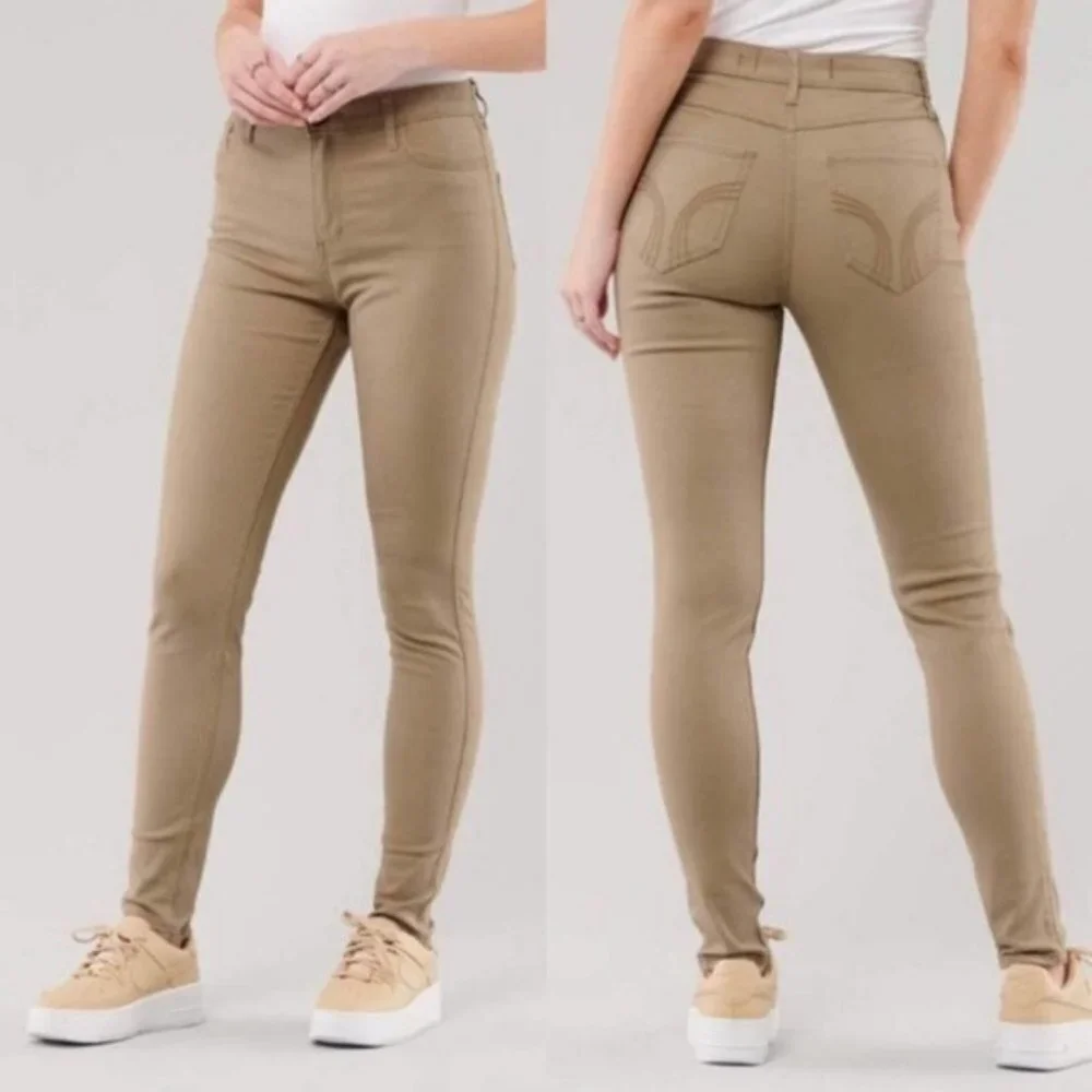 Hollister High Rise Super Skinny Womens Pants Size 5 Short 27 x 28 Stretch Khaki